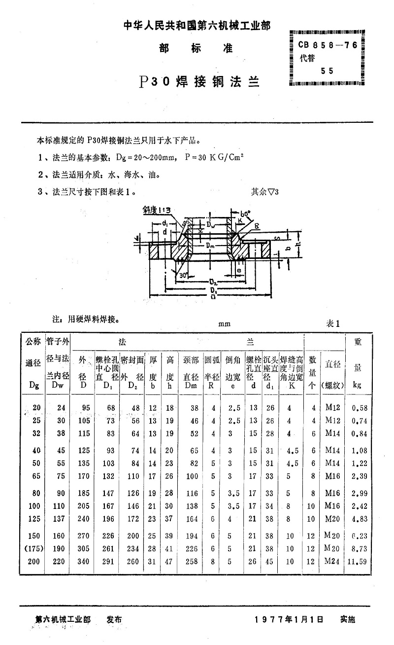 【法兰标准】CB858-76